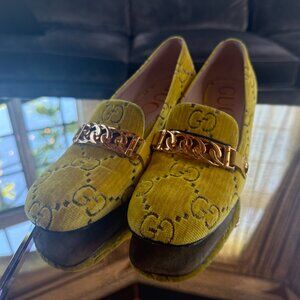 Gucci Yellow Velvet Pumps